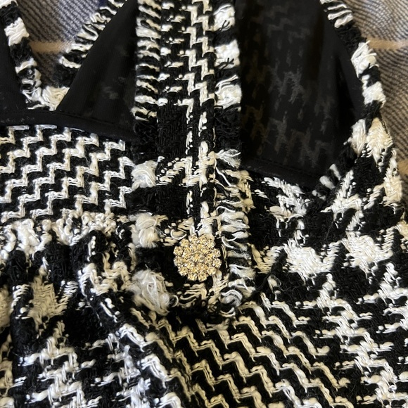 Zara Short pinafore-style dress black and white houndstooth - Picture 7 of 12